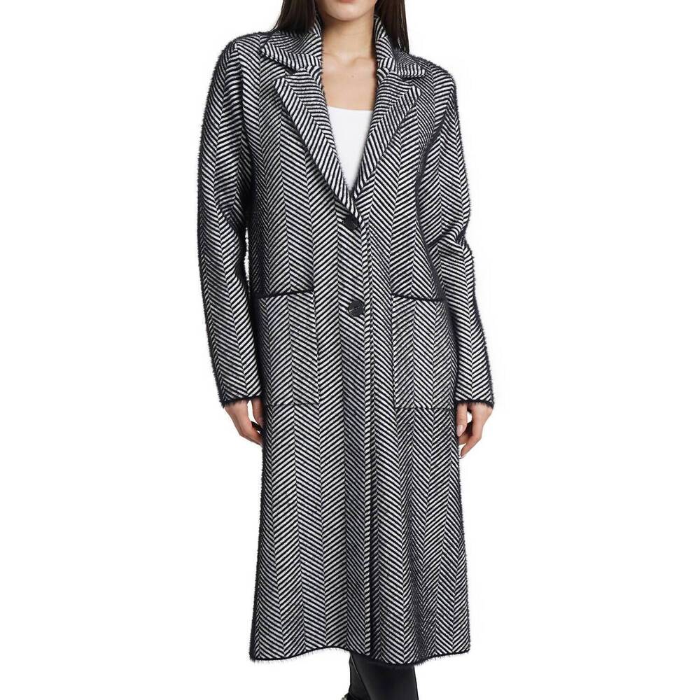 NEW LOVE TOKEN janine long cardigan in white/black